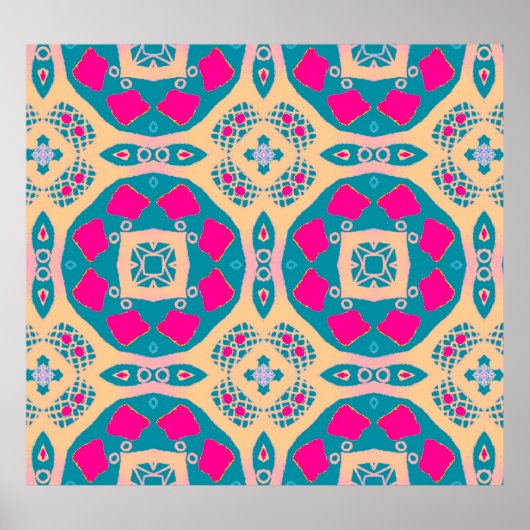 Poster Traditionnel, patchwork péruvien, motif de tuiles (Devant)