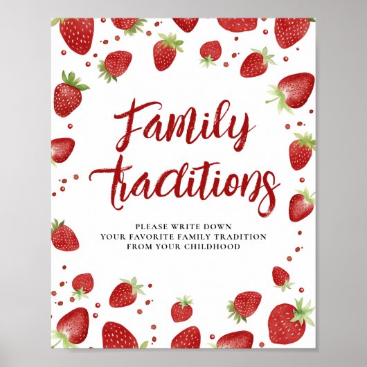 Poster Traditions familiales personnalisées Signes fraise (Devant)