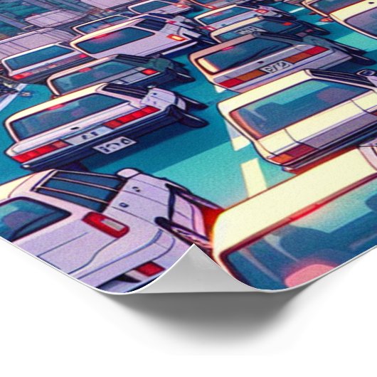 Poster Trafic Jam Anime Style unique et dynamique (Coin)