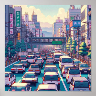 Poster Trafic Jam Anime Style unique et dynamique