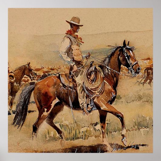 Poster "Trail Drive" 2 Western Art par Edward Borein (Devant)