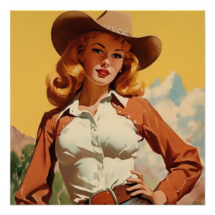 Poster Trailblazing Cowgirl Allure : Wild West Whispers