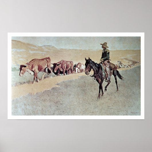 Poster Trailing Texas Longhorns (huile sur toile) (Devant)