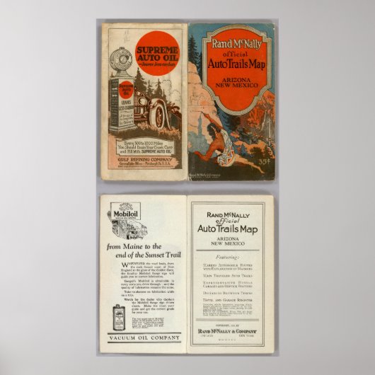 Poster Trails automobiles de l'Arizona, Nouveau-Mexique (Devant)
