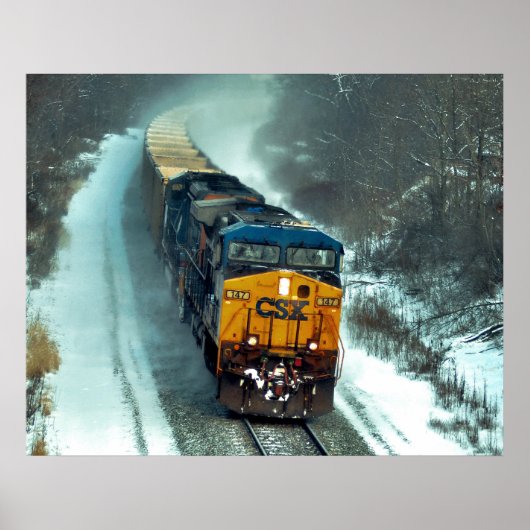 Poster Train à charbon vide en neige (Devant)