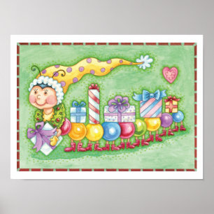 Poster Train à chenille de Noël avec présentoirs