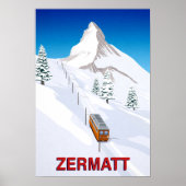 Poster Train à ski Zermatt Suisse (Devant)
