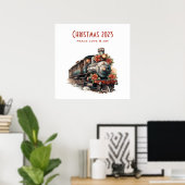 Poster Train à vapeur à l'ancienne Noël rétro (Bureau à domicile)