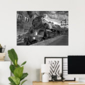 Poster Train à vapeur HDR en B&W (Bureau à domicile)