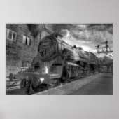Poster Train à vapeur HDR en B&W (Devant)