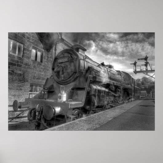 Poster Train à vapeur HDR en B&W (Devant)