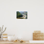 Poster Train à vapeur sur un pont (Cuisine)