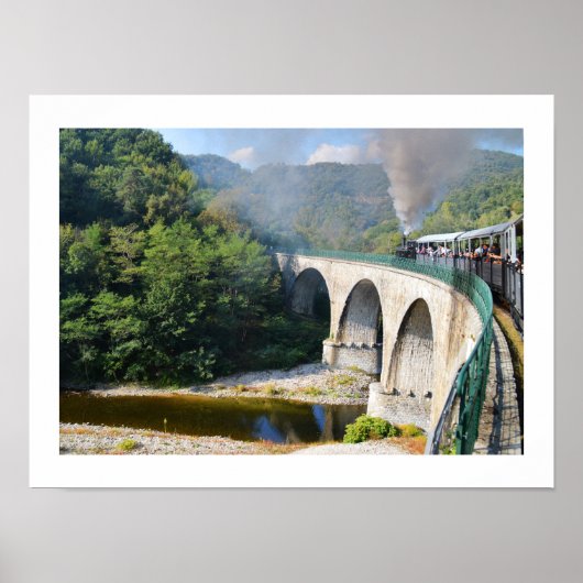 Poster Train à vapeur sur un pont (Devant)