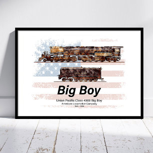 Poster Train à vapeur vintage Big Boy Locomotive américai
