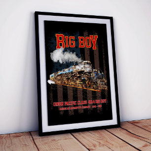 Poster Train à vapeur vintage Big Boy Locomotive américai