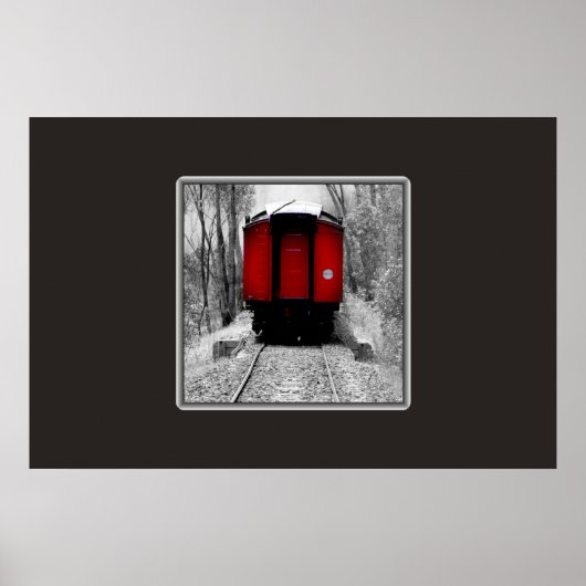 Poster Train à vapeur vintage rouge et noir (Devant)