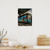 Poster Train abandonné avec graffitis Art de rue urbain (Cuisine)
