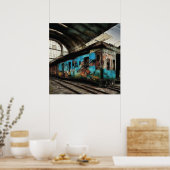 Poster Train abandonné avec graffitis d'art urbain de rue (Cuisine)
