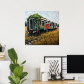 Poster Train abandonné recouvert de lierre et de graffiti (Bureau à domicile)