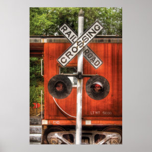 Poster Train - croisement de chemin de fer