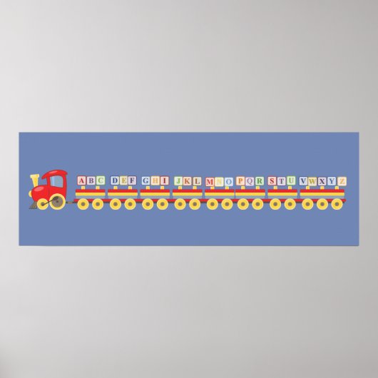 Poster Train de jouets portant des blocs d'alphabet (Devant)