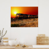 Poster Train de locomotives diesel Sunset 32"x24" (Cuisine)
