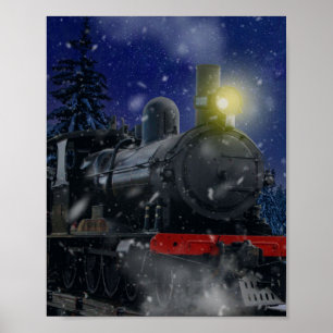 Poster Train de Noël dans la neige