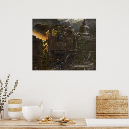 POSTER ~ Train de nuit orageux ~ Stocker les flamm (Cuisine)