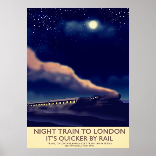 Poster Train De Nuit Pour Londres. (Devant)