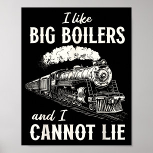 Poster Train Drôle Grandes Chaudières Locomotive à Vapeur