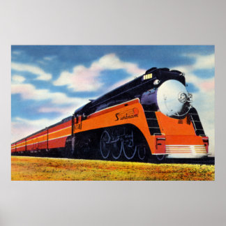 Poster Train du Pacifique Sud rationalisé "Sunbeam"