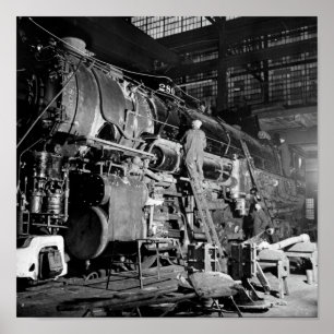 Poster Train en réparation à l'atelier de locomotive - 19
