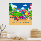 Poster train et voiture (Cuisine)