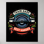 Poster Train Hart Rest Harder Barbell Bodybuilding (Devant)