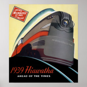 POSTER TRAIN HIAWATHA STREAMLINED 1939