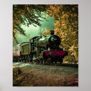 Poster Train Locomotive Retro Leviers Vintages Automne
