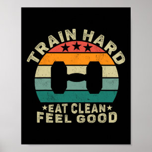 Poster Train motivationnel Dur Manger Propre Sens bien' D
