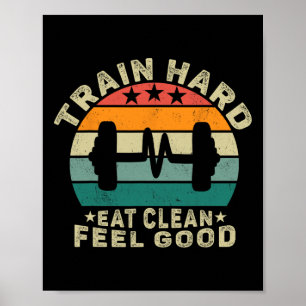 Poster Train motivationnel Dur Manger Propre Sens bien' D