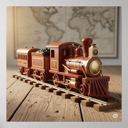 Poster Train nostalgique en bois (Devant)