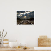 Poster Train Track Disparition dans le coucher du soleil (Cuisine)