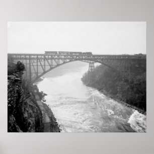 Poster Train traversant la rivière Niagara, 1910. Photo a