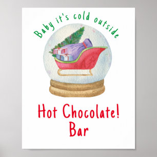 Poster Traîneau du Père Noël - Bar au chocolat chaud