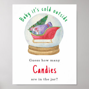 Poster Traîneau du Père Noël - devinez combien de bonbons