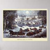 Poster Traîneaux de Noël vintage, Central Park en hiver (Devant)