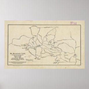 Poster Traînée vintage Map (1910) de Monadnock de bâti