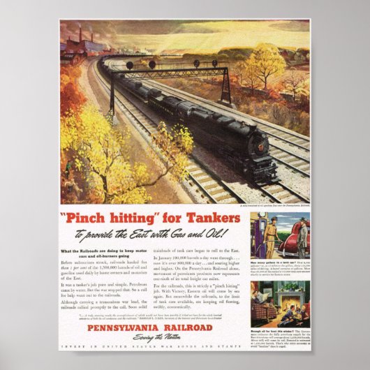 Poster Trains de pétrolier de Pennsylvanie 1942 (Devant)
