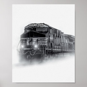 Poster Trains de train noir et blanc