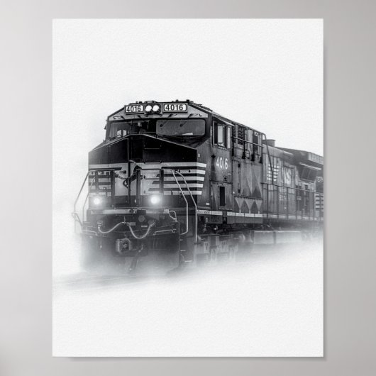 Poster Trains de train noir et blanc (Devant)