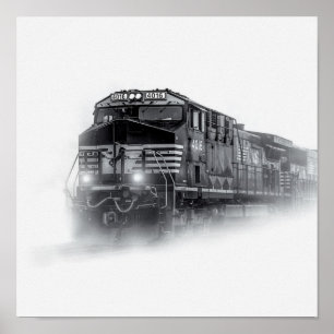 Poster Trains de train noir et blanc