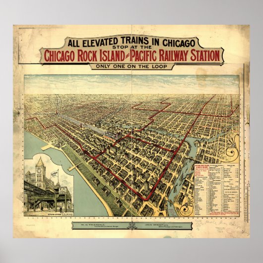 Poster Trains élevés à Chicago (1897) (Devant)